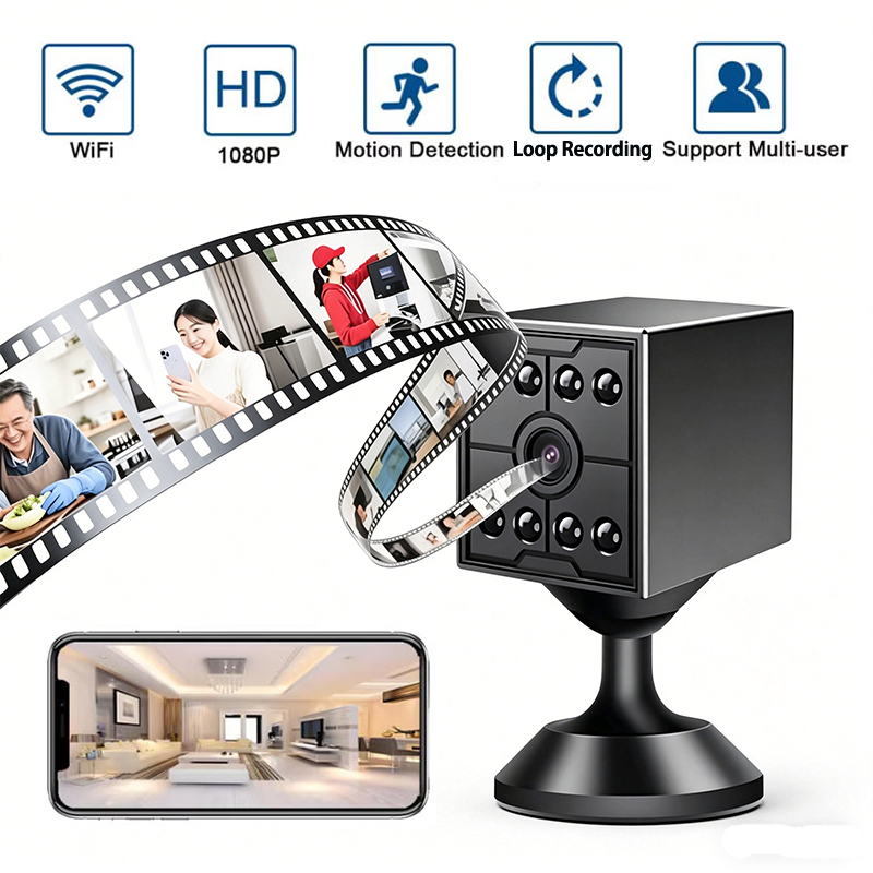 Smart Home Kamera - กล้องมินิไวไฟ กล้องวงจรปิด IP กล้องเฝ้าระวังภายในบ้าน กล้องตรวจจับความเคลื่อนไหว ดูภาพระยะไกล