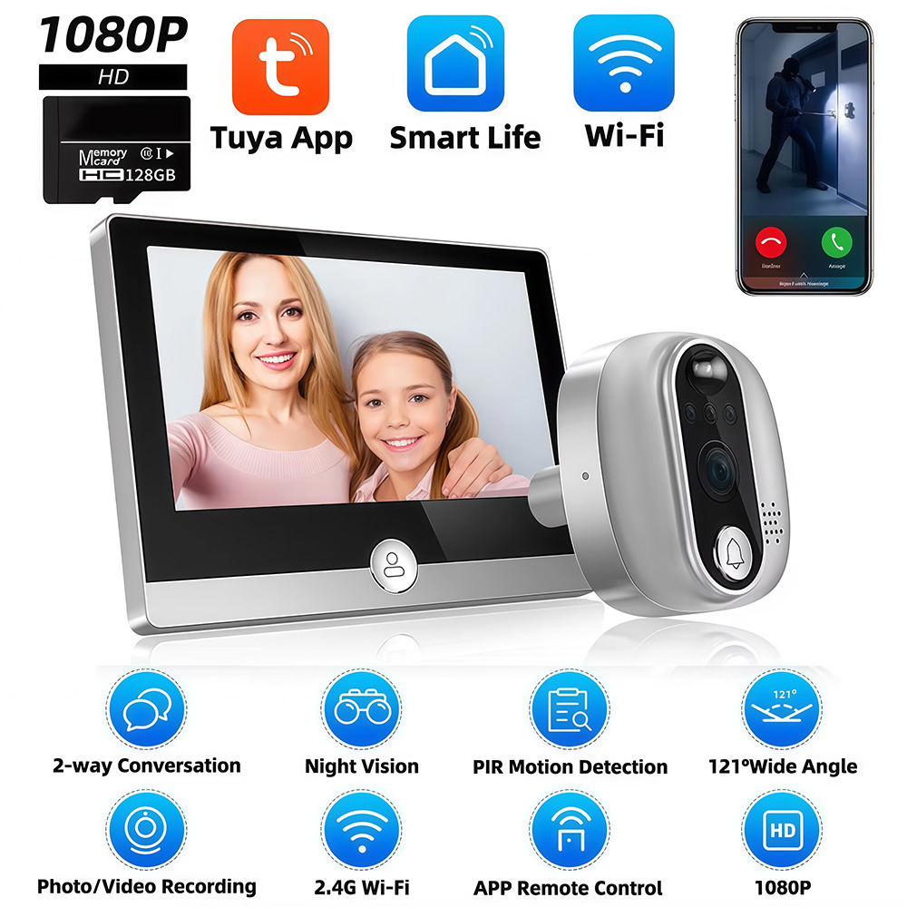 Smart Home Wiser - Tuya 1080P WiFi ประตู Bell กล้อง