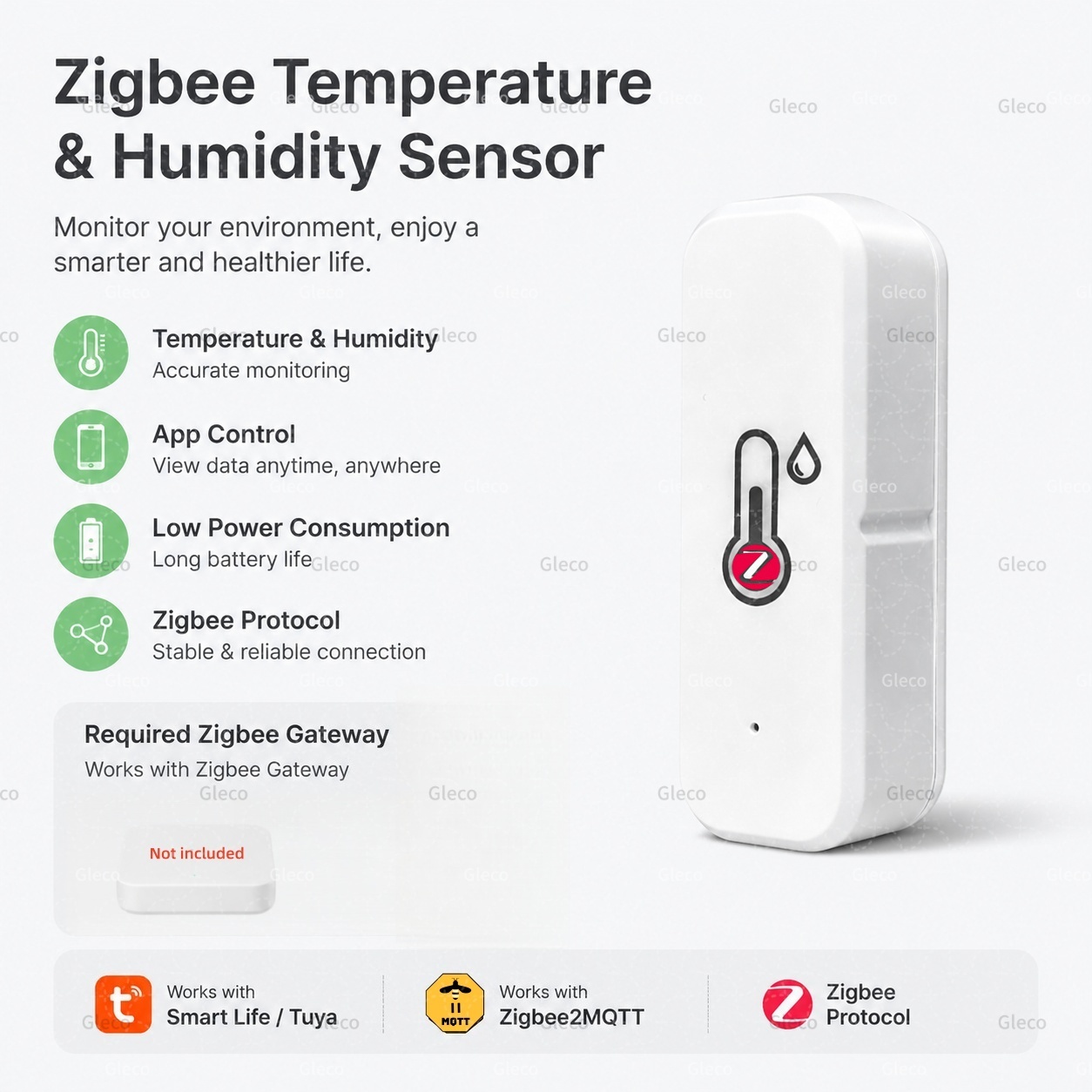 Smart Home Miniature - ทูยา ซิกบี 3.0 เซ็นเซอร์อุณหภูมิและความชื้นในร่มสมาร์ทโฮมมินิเทอร์โมมิเตอร์ไฮโกรมิเตอร์รีโมททำงานร่วมกับ Z2M สมาร์ทไลฟ์